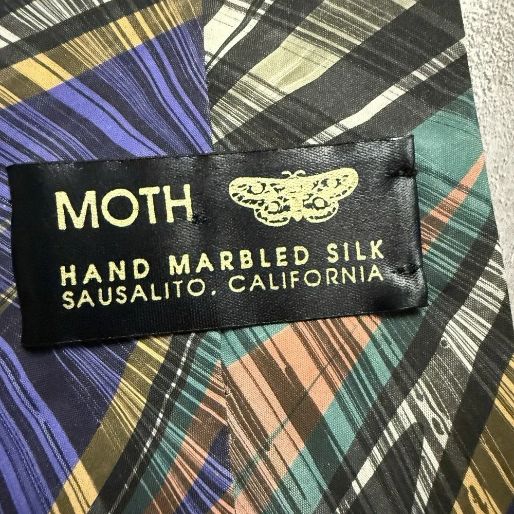 Men's Silk Classic Tie Hand Marbled Silk (MOTH) Sausalito California Artisan USA